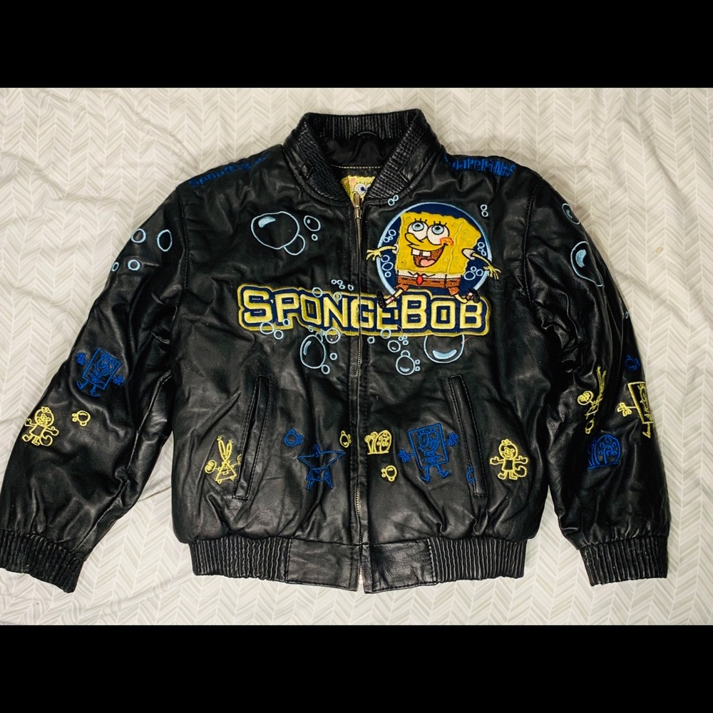 Rare spongebob kids jacket genuine leather